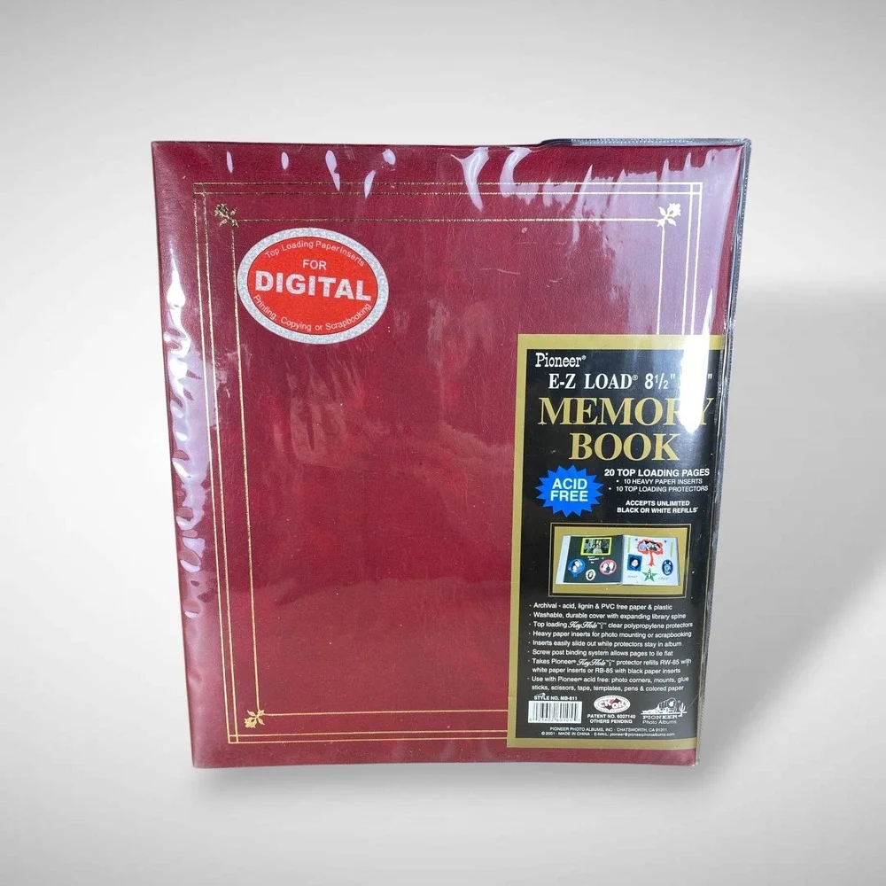 Photo Album Red Faux Leather Photo Album Strap Hinge Top Loading 20 Pages Unused